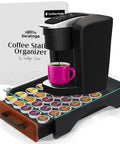 Heavy Duty K Cup Drawer Organizer For Coffee Pods With Solid Steel Real Wood And Tempered Glass Construction holds pods