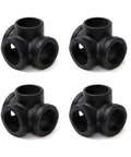 Four Way Side Outlet Tee Pipe Fitting Half Inch Black 4 Pack Corner Cast Malleable Iron Built To Last Heavy Duty