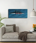 Motivational Teamwork Wall Art With Rowing Team On Blue Ocean For Positive Office Vibes Inspiring Self Confidence Poster Modern Canvas Decor For Home Bedroom Or Kitchen 12x18 Inch Framed