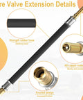 Flexible Tire Valve Extender Kit 8.25 Inch 90 Degree Schrader Adapter Universal Valve Stem Extension details with features