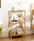 Rustic Bamboo 3 Tier Bookshelf Narrow Storage Rack For Living Room Office Kitchen Garage And Bedroom Super Handy Space Saving Multifunctional Shelf Organizer For Books Plants Decor 42 X 30 X 80 Cm
