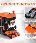 Badass Vertical Cutter And Duplicator Machine With Adjustable Speed Drill Bits For Precision Metal Grooving And No Sweat Door Car Duplication Runs On 110 Or 220 V Plug In Easy Setup, featuring hardened ball-bearing slide mechanism and storage drawers.