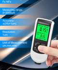 Pro Grade Auto Paint Coating Thickness Gauge With Ultra High Probe For Spot-On Car Paint Measurements 0 To 2000 Micrometers, used on car panel