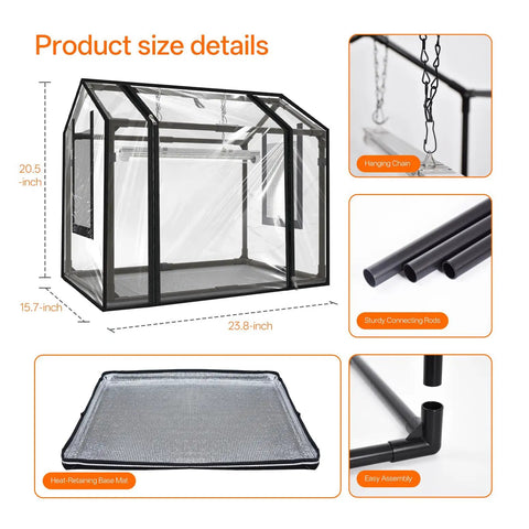 Compact Indoor Greenhouse With 18W Grow Light For Seed Starting And Year Round Home Grower Friendly Indoor Gardening, EVA Tent With PET Base Mat, Vent Windows And Zippered Door, Timer Included, Tabletop Size 23.8 By 15.7 By 20.5 Inches