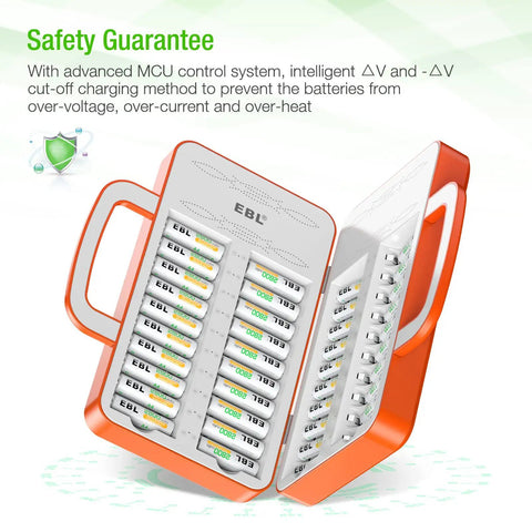 40 Slot Battery Charger For AA And AAA Rechargeable Batteries NiMH NiCd Charges 40 Batteries At Once With Handy Handle Design And Advanced Cooling System Beast Mode Battery Charging For Home Workshop Or Office Use Batteries Not Included