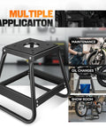 Heavy Duty Detachable Anti Slip Dirt Bike Stand Jack for universal motorcycle maintenance, lifts up to 1000 lbs, black steel