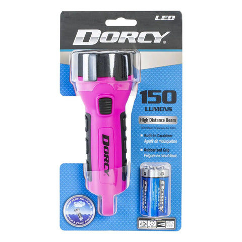 Pink Floating Water Resistant LED Flashlight With Carabineer Clip, 55 Lumens, Four LEDs, Rugged Impact Resistant Light That Floats, 8 Hours 45 Minutes Run Time