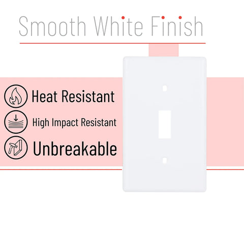 Tough As Nails Heavy Duty Light Switch Cover Plate Pack Of 10 Shatterproof Heat And Fade Resistant Fits Standard Wall Plates
