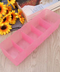 Solid Plastic Underwear Organizer Box With Five Grid Dividers For Closet Drawer Storage, pink, sleek, perfect for socks and towels.