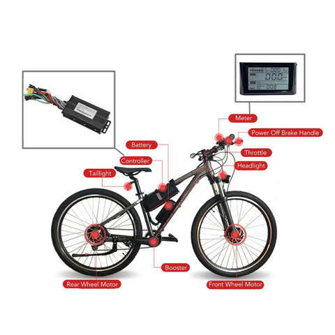Brushless Motor Controller Kit For Electric Bikes With LCD Display, 26A Sine Wave Controller, S900 Screen, Easy Install and Reliable