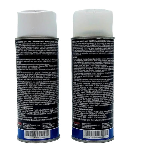 White Pearlescent Clear Coat Spray Kit Parts A And B For Yamaha Outboard Components With Matching EA Paint Code, two cans