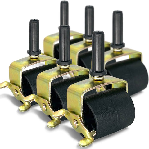 Six heavy-duty locking metal casters with black wheels for bed frame replacement
