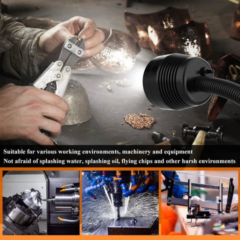 Led Magnetic Work Light With Flexible Gooseneck And 12T Magnetic Base, IP65 Waterproof 1400 Lumens For Lathe Milling Drill Press, Industrial Shop Lighting, Pro Grade Tough As Nails Hands Free