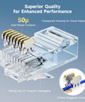 Close-up of 200 Pack Cat6 RJ45 Modular Plugs With 50µ Gold Plating For Solid Or Stranded UTP Ethernet Cables, DIY Patch Cable Ends
