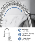 Brushed Nickel Kitchen Faucet With Pull Down Sprayer, High Arc Single Handle, 1 Or 3 Holes Install, Deck Plate Included