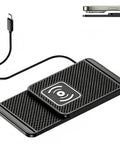 No Mess Wireless Charging Pad For Chevy Silverado EV with USB-C cable and textured silicone surface for grip.