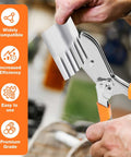 Using Carbon Steel 5 Blade Hand Crimper for gutter and ductwork crimping in workshop setting