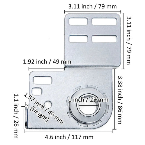 Close-up view of Two Pack Garage Door End Bearing Plates And Brackets For 2 Inch Track Doors Heavy Duty Three Eighths Inch Bearing Ends.