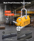 Heavy Duty Permanent Magnetic Lifter 2200 Lbs Neodymium Lifting Magnet With Release Handle And Steel Hook For Shop Cranes And Hoists Lifts Plate Steel And Boards Like A Boss, chrome-plated hook