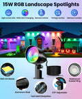 15W RGBW Low Voltage Outdoor Landscape Lights With 12V And 24V DC And AC Dope Color Changing LEDs IP66 Waterproof Aluminum Housing