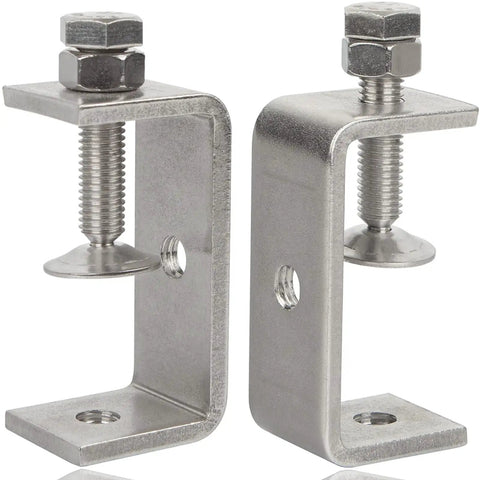 Heavy Duty Stainless Steel C Clamps 2.5 Inch For Woodworking And Mounting Mini Desk Clamps With Wide Jaw Opening Protective Pads