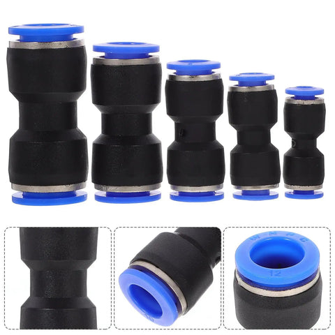 Super Cool 50pc Quick Connect Air Hose Fittings Kit For Pneumatic Tools Push To Plug Pvc Tubing Adapters 4mm To 12mm Outer Diameter Portable Repair Gear, black plastic connectors