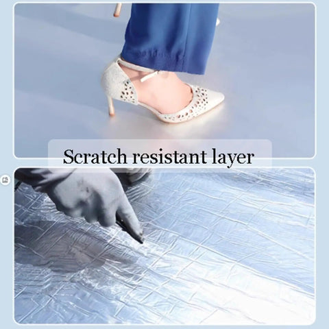 Rock Solid Self Adhesive Waterproof Membrane Roll shown being applied with scratch resistant layer protection on the floor.