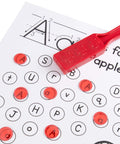 Magnetic Bingo Wands And Translucent Chips Set, Easy Pick Up See Through Chips on worksheet showing letter A