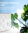 Premium HE400 Series Filter Replacement For Air Purifier 4 Models With Odor Lock in front of plant
