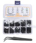 Ultimate Handy Self Tapping Screws Set In Carbon Steel With Pan Head Kit and Tweezers ten size range in a clear box with tweezer