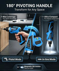 Heavy Duty 8V Cordless Electric Screwdriver Delivering 10 Nm Peak Torque And 11 Precision Speeds For Rough Construction and sailing through hardwood panels with pivoting handle.