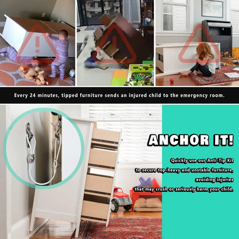 Image showing Heavy Duty Furniture Anchors Tough As Nails For Baby Proofing Earthquake Safety kit with tip hazards.
