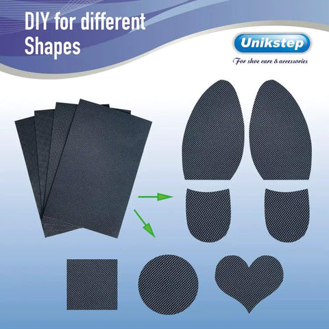 4 Pieces Shoe Sole Protectors Anti Slip Grip Pads Self Adhesive Non Skid Noise Reduction Sticker For Shoes Black Durable Rubber Backing With High Abrasion Resistance For Indoor Outdoor Use in various customizable shapes