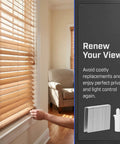 Hand adjusting wood blinds installed in a window with 30 Piece Wood Blind And Shutter Fastener Repair Kit With Tilt Rod Pins Dowel Pegs Pivot Hardware Hanging Clips No Sweat Install Heavy Duty Household Pro Gear.
