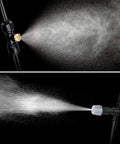 Outdoor Patio Misting System Kit For Cooling, 75 Feet With 28 Brass Nozzles And Three Quarter Inch Adapter spraying mist