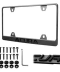 Stealth Matte Black License Plate Frame With 3D Raised Letters, UV Resistant Powder Coat Steel, Rust Proof Plate Holder, Acura