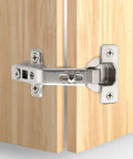 135 Degree Cabinet Corner Hinge Set For Folded Doors Heavy Duty Workhorse Metal Cup Hinges Clip On Replacement For Cabinet Corner Doors 18Mm To 22Mm Thick Durable Hardware Built To Last shown installed on wooden cabinet doors.