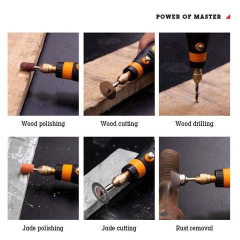 Slick Usb Rechargeable Electric Carving Pen Cordless Mini Rotary Tool Kit with Variable Speed for Sanding Polishing Drilling and Etching Projects demonstrated in use for wood and jade polishing.