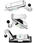 Three zinc alloy compression latch locks showcasing slick trigger action and flush silver finish for secure performance.