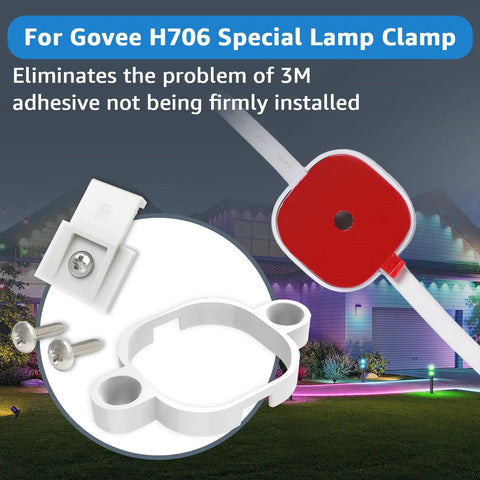 90 Pack Light Clips And 90 Self Adhesive Tape Screw Clips Mounting Kit For Govee Outdoor Lights H706A H706B H706C shown