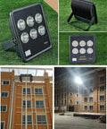 Heavy Duty 500W LED Outdoor Floodlight IP66 Waterproof Security Projector shown in various angles for construction site use.