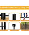 Tall Garden Fence With Gate 48 Inches High By 27 Inches Wide Panels 12 Panels Total About Twenty Seven Feet Long Heavy Duty Iron Yard Fence For Flower Beds And Pets Keeps Dogs Out Rust Resistant Gate Included showing construction features like antirust and safety lock