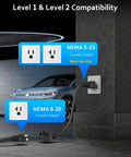 Portable Level 1 And Level 2 EV Charger With 16A Output ETL Certified 110V-240V Range 25FT Cable NEMA 6-20 Plug And NEMA 5-15 Adapter