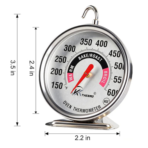 Pro Oven Thermometer With Extra Large 2.4 Inch Dial, Accurate 150 To 600 F Temperature Gauge For Gas Or Electric Ovens
