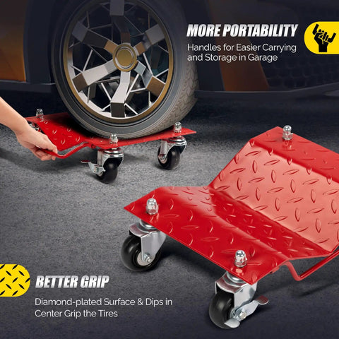 Total Game Changer Car Dolly Set Of 4 Features 6000 Lbs Capacity Heavy Steel Wheel Skates And Sure Grip Brakes For Zero Stress Garage Rearranging And Easy No Sweat Transfers