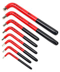 Insulated Hex L Key Set Eight Inch Sizes From One Eighth To One Half Inch With Red Over Yellow Double Insulation And Soft Black Grips