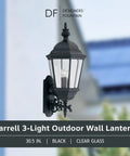 Outdoor Post Lantern With 3 Lights, 28 Inch Black Exterior Lighting Fixture, Clear Glass Shades For Welcoming Glow