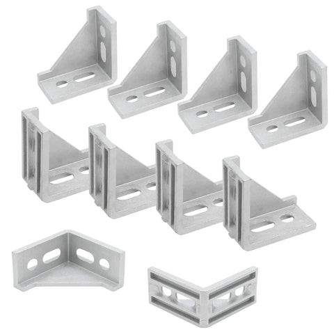 Set of 10 Inside Corner Bracket Gusset For 3030 Aluminum Extrusion, silver L Bracket Connector for 3060 Series, 8Mm Slot displayed