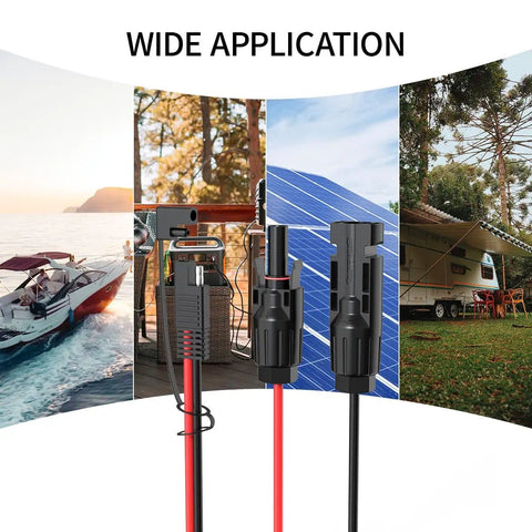 High-Performance 10AWG Tinned Copper Solar Connector to SAE Adapter Kit with extension cables in outdoor applications