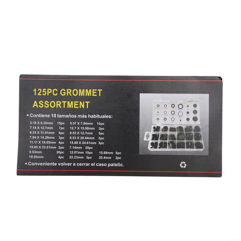 125 Piece Rubber Grommets Kit With Open And Closed Grommets And Storage Case For Cable And Wiring Projects, Automotive And Marine Electrical, DIY Home Improvement Gear For Quick, Clean Wire Runs. 125pc grommet assortment box
